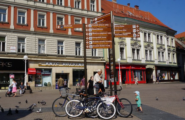 Straightforward directions in Ban Jelačić Square, Zagreb.